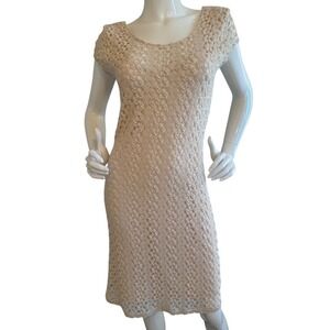 Free People Ivory Crochet Gypsy Boho Scoop Sheath Dress L